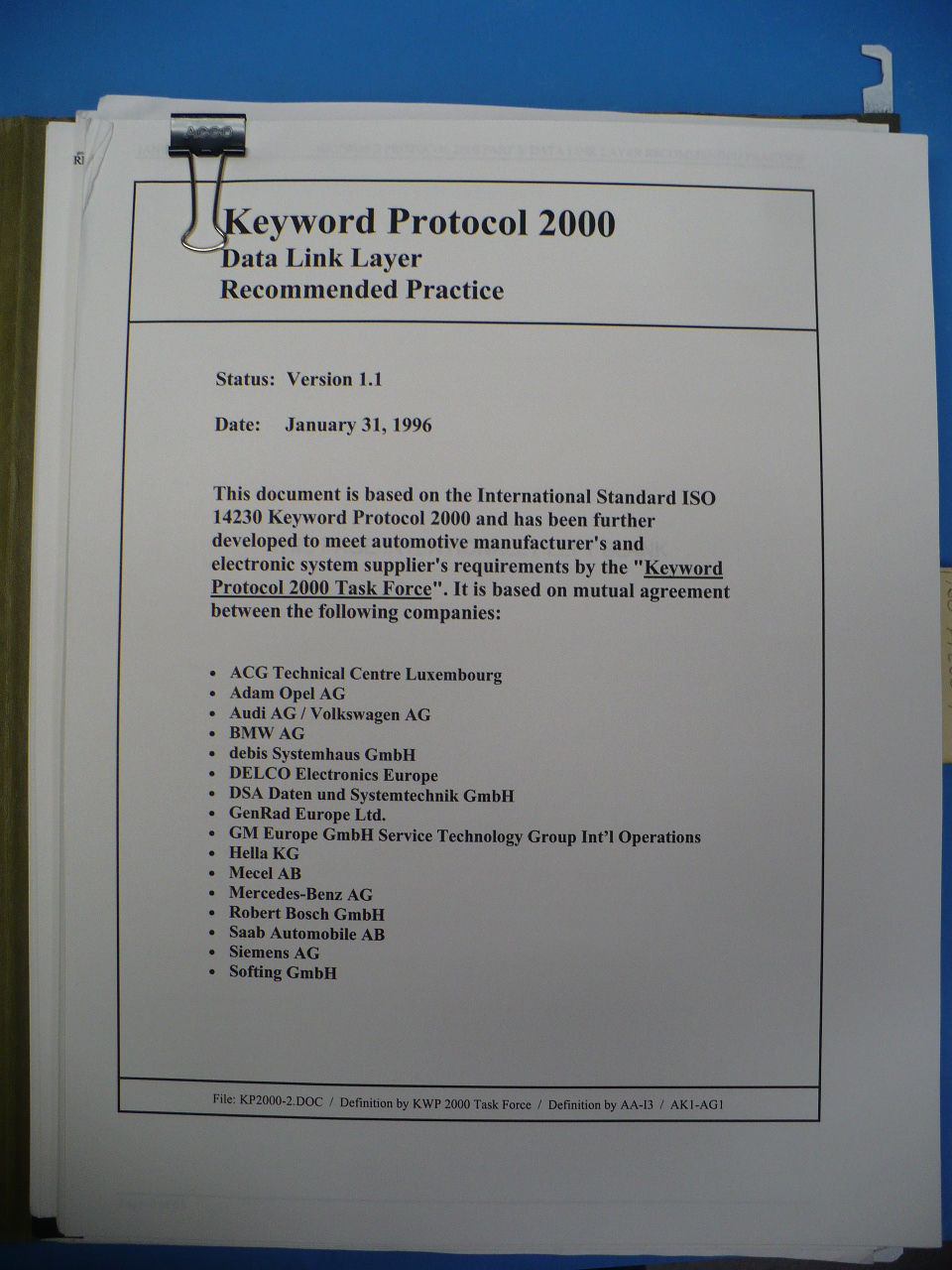 Auto related document